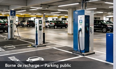 Borne de recharge en parking public